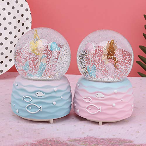 Mermaid Snow Globe Musical Box with Color-Changing LED Lights