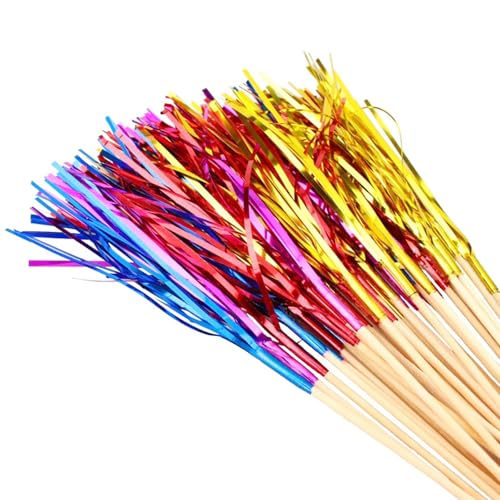 200 PCS Firework Cupcake Toppers Foil Frill Toothpicks - 9 Inch Cake Decoration