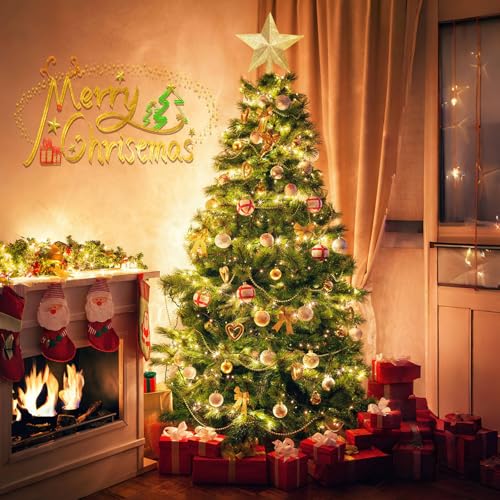 Gold Glitter Christmas Star Tree Topper - 8 Inch Shatterproof Holiday Decor