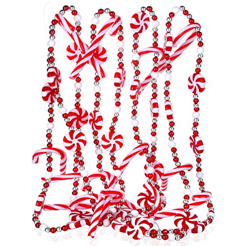 WHQXFDZ 9 Ft Christmas Candy Cane Garland - Shatterproof Plastic Candy Bead Decor