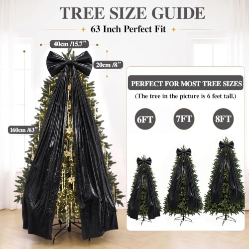 XmasExp Large Black Christmas Tree Topper Bow 16x63 Inch