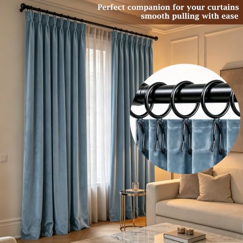 50 Pack Heavy Duty Metal Curtain Rings with Eyelets - 1.5 Inch Black