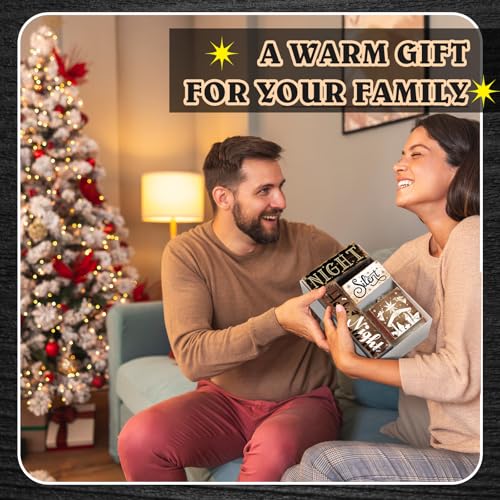 4-Piece Nativity Christmas Wooden Block Signs for Tiered Tray Decor