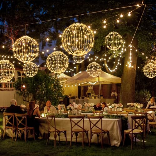 BSTGE 3-pack Outdoor Christmas Light Balls - Warm White, 8 Modes, Foldable