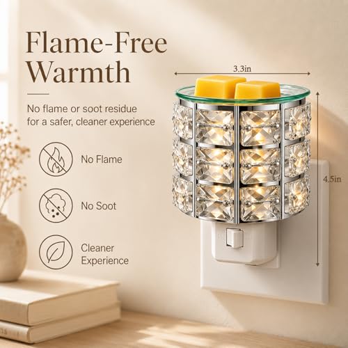 Plug-in Crystal Wax Melt Warmer - Decorative Scented Candle Warmer, Silver