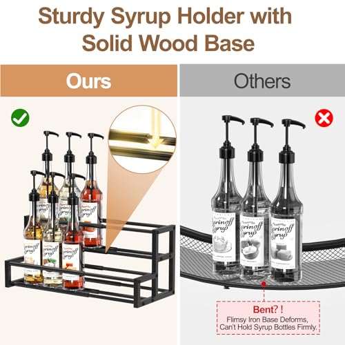 Expandable Coffee Syrup Organizer - Adjustable 6 to 12 Bottle Rack Stand