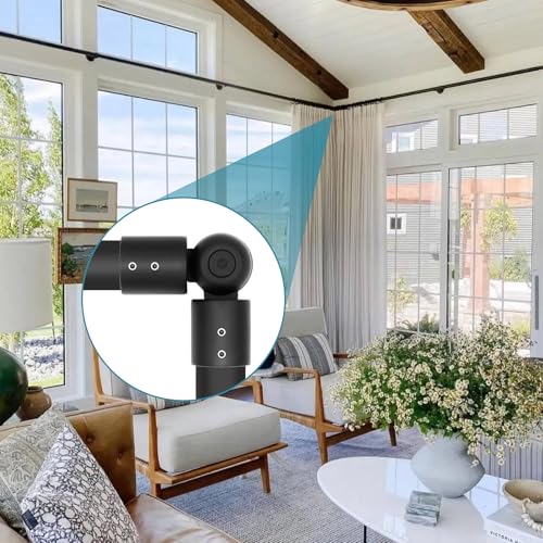 Adjustable Corner Curtain Rod Connector for 1 Inch Rods - 2 Pack, Black