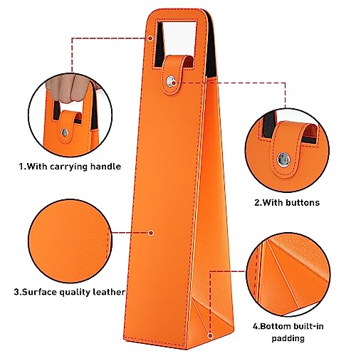 Reusable PU Leather Single Wine Bottle Tote Bag with Metal Clasp