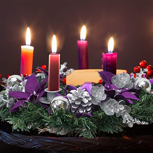 13-Inch Purple Advent Wreath Candle Holder for Christmas Table Decor