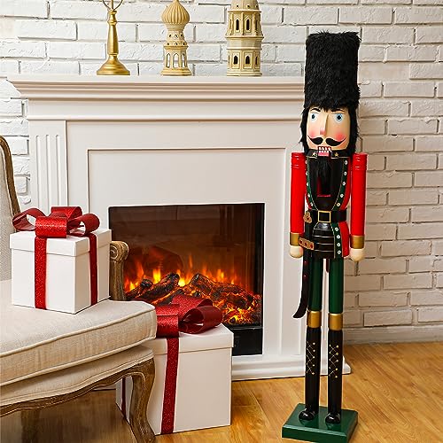 Liliful 4ft Large Nutcracker Outdoor Decoration – Wooden Life Size Christmas Soldier