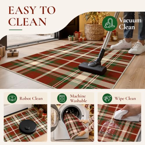 GENIMO 2.5x8 Outdoor Runner Rug, Christmas Red – Washable Porch/Entryway