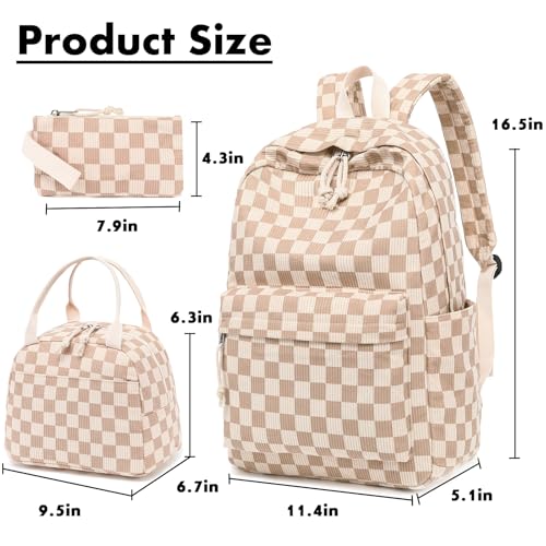 3-Piece School Backpack Set with Lunch Bag & Pencil Case - Fits 15" Laptop