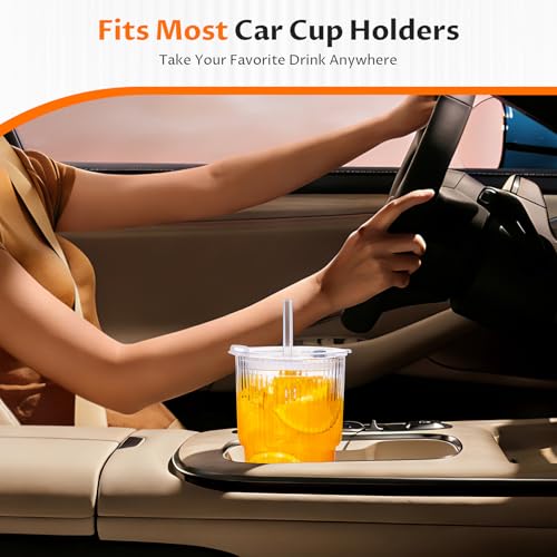 20oz Glass Iced Coffee Cups with Lids and Straws - 2 Pack Reusable Tumblers