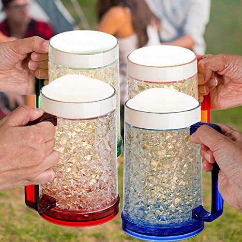 16oz Double Wall Gel Freezer Beer Mugs - Set of 4 Frosty Acrylic Cups