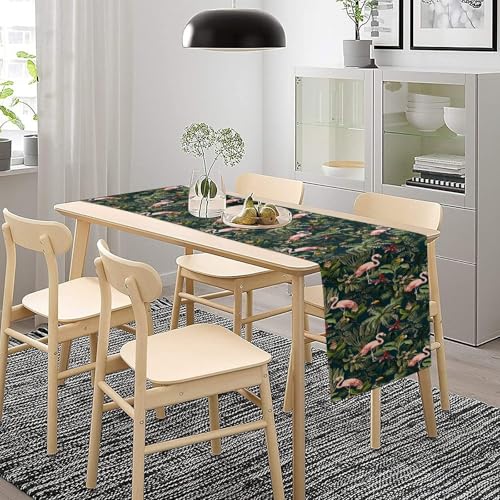Mchenxin Jungle Animal Table Runner 13x70in Flamingo Parrot Tropical Decor
