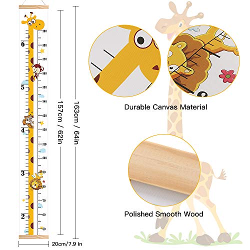 Kids Canvas Height Ruler Growth Chart - Hanging Wall Decor for Nursery