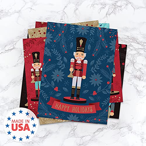 Canopy Street Nutcracker Holiday Card Pack (24) with White Envelopes — 6 Nostalgic Designs, 4 5/8 x 6 1/4