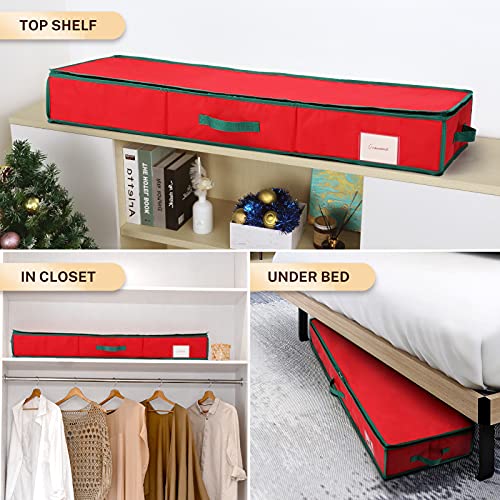 Red Gift Wrap Storage Organizer Bag 42x14x5.5 Inches with Pockets
