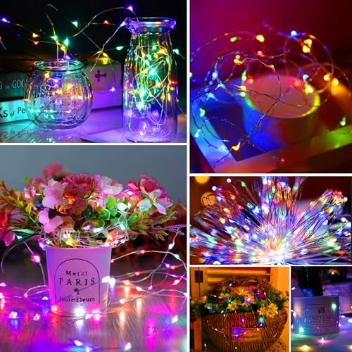 ZGWJ Fairy Lights Battery Operated 12 Pack 20 LED 7ft Waterproof USB-Optional Colorful String Lights with 3 Modes
