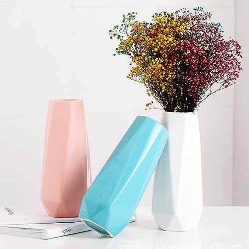 Minimalist Ceramic Flower Vase - 7.4 Inch Modern White Table Decor