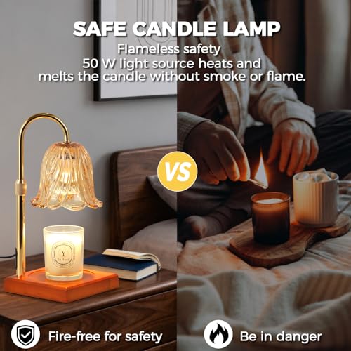Dimmable Flower Candle Warmer Lamp with Timer - Gold Wax Melt Warmer