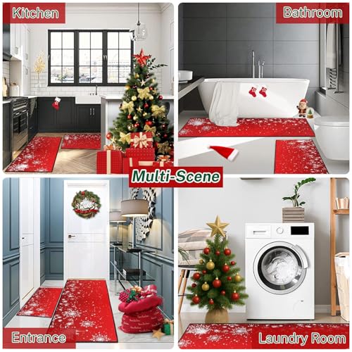 ArtSocket Christmas Snowflakes Non-Slip Kitchen Rugs Set of 2 - Merry Christmas 2