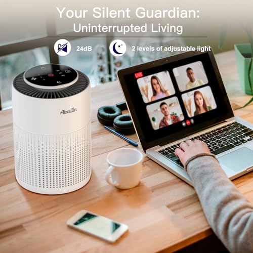 2 Pack True HEPA Air Purifier for Home Bedroom with Night Light
