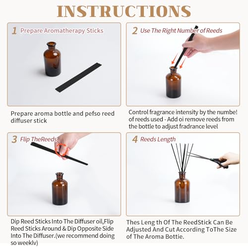 60Pcs Fiber Reed Diffuser Sticks, 10-Inch Mixed Color Aromatherapy Refills