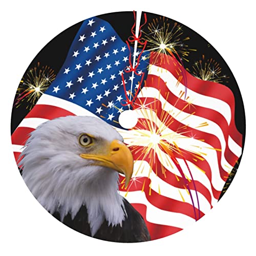 Ubouigr Bald Eagle American Flag Christmas Tree Skirt 36" (36 Inch) Thickened