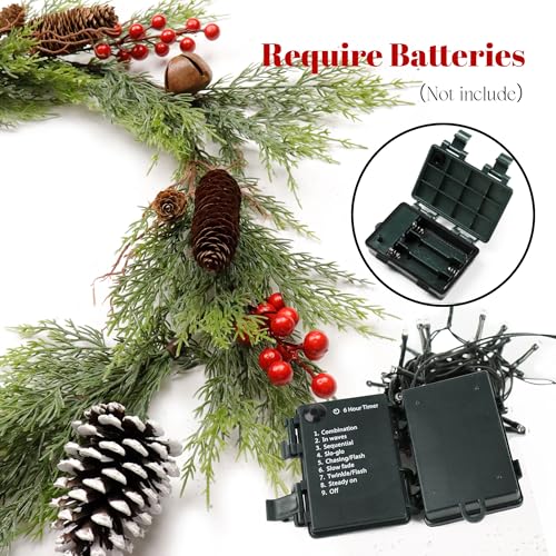 INTERHOMART 6FT Christmas Cedar Garland with Lights - Artificial Holiday Decor