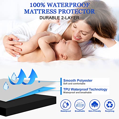 Waterproof Queen Mattress Protector with 18" Deep Pocket