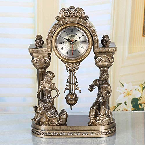 Vintage Resin Mantle Clock - Nordic Antique Style Silent Desk Clock