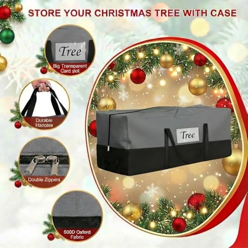 Christmas Tree Storage Bag for 10-12 Ft Trees, Gray Oxford