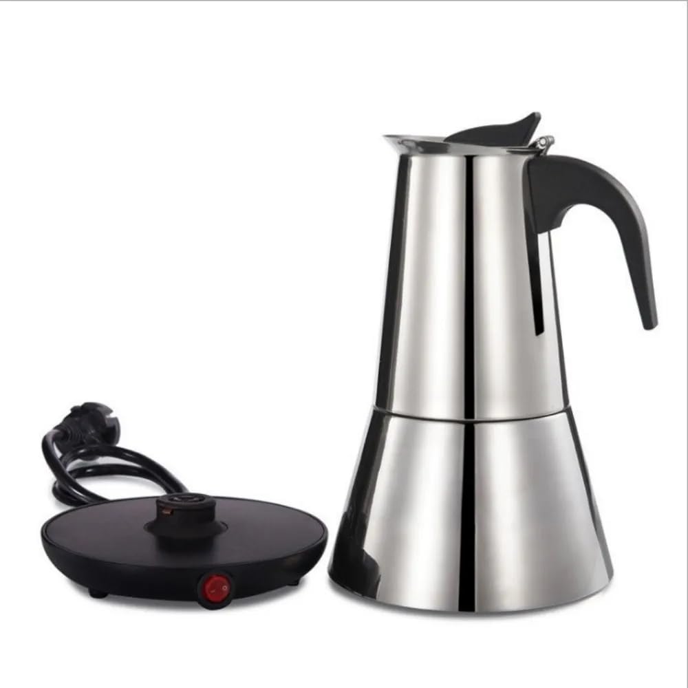 Rewhey 300ML Electric Moka Coffee Pot American plug Plug 6 Cups Stainless Steel Thickening Espresso Coffee Maker Italian Cuban Classic Coffee Pot