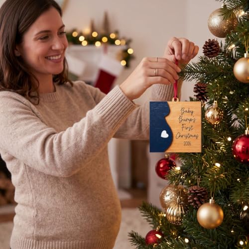 Baby Bump's First Christmas Wooden Ornament - Pregnancy Keepsake 2026