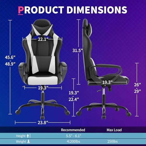 Ergonomic Gaming Chair with Lumbar Support and Adjustable PU Leather