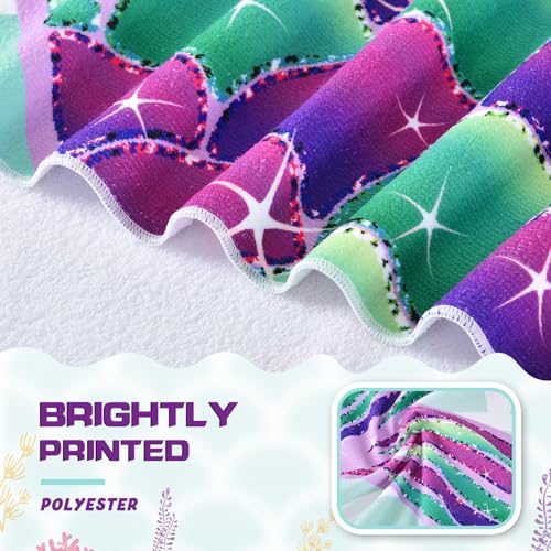 Mermaid Kids Beach Towel - Quick Dry Microfiber Swim Towel 30x60 Inch