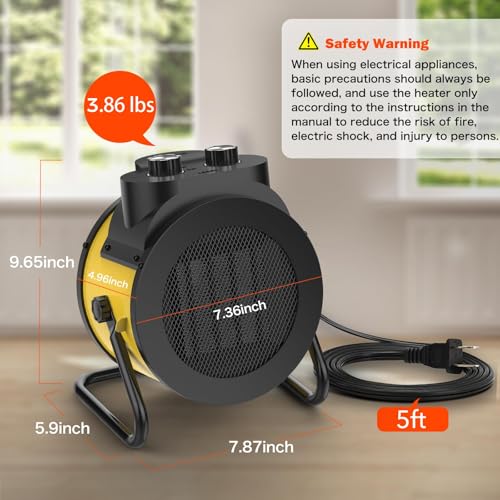 Portable 1500W PTC Electric Space Heater with 90° Angle and Safety Heat