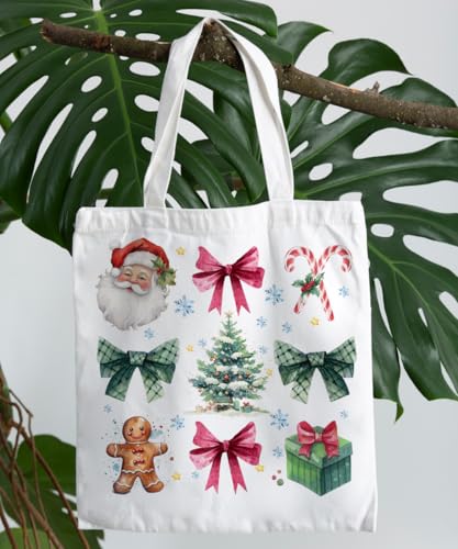 SZERE Christmas Canvas Tote Bags for Women, Reusable Shopping Bags – Gift Variation