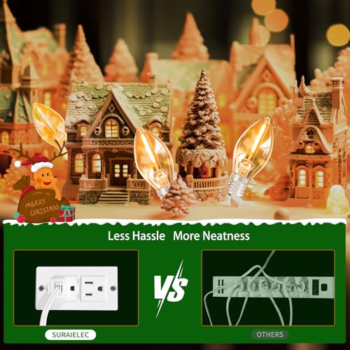 5 LED C7 Replacement Light Cord for 10.5 ft Christmas Village Houses (2-Pack) – SURAIELEC