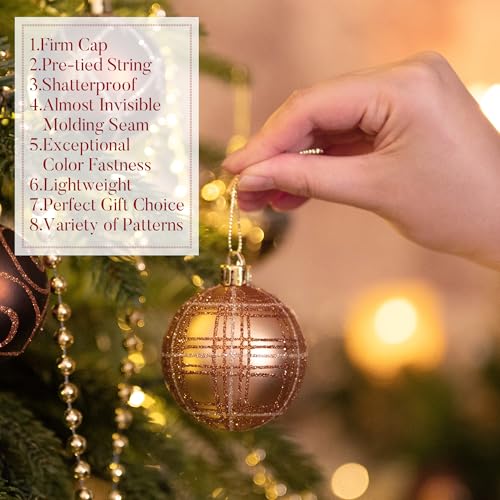 Valery Madelyn 35pcs Christmas Tree Ornaments Set 2 Inch Bronze Gold