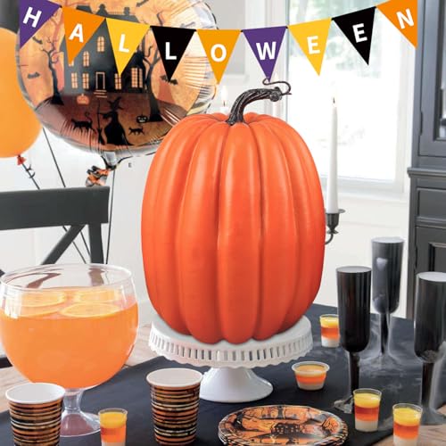 8 Inch Large Artificial Foam Pumpkins - 2 Piece Set for Fall Thanksgiving