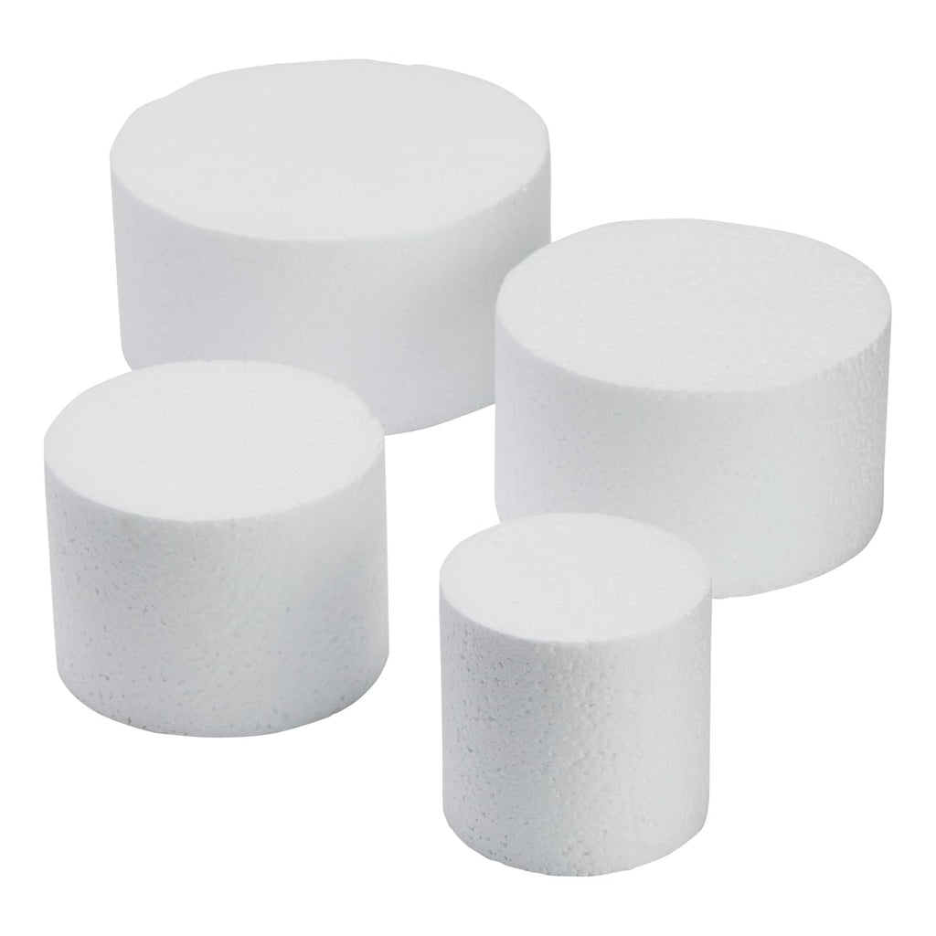 Juvale Round Foam Cake Dummy - 3", 4", 5" & 6" Dia x 3" H White 4-Pack - Cake Decorating Foam & Faux Wedding Props