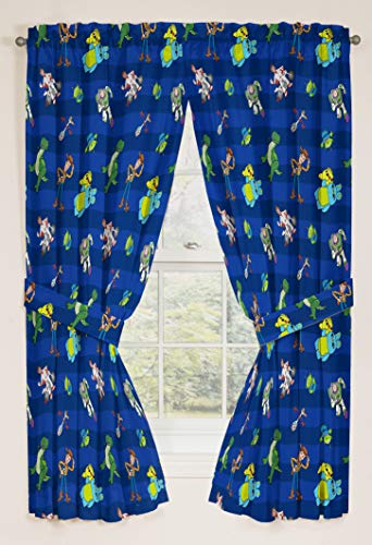 Kids Character Window Drapes - 4-Piece Curtain Set with Tiebacks, 63 Inch