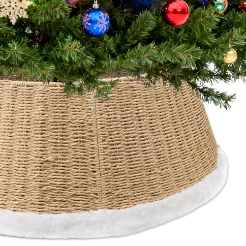 28 Inch Christmas Tree Collar - Paper Rope Woven Tree Base Cover