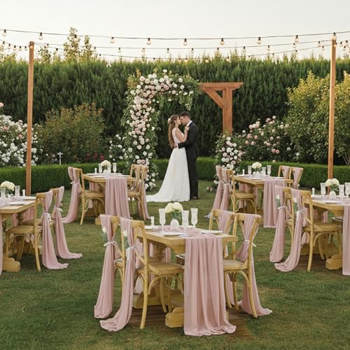 Chiffon Table Runner Set 29x120 Inch 10ft Dusty Pink – Pack of 2