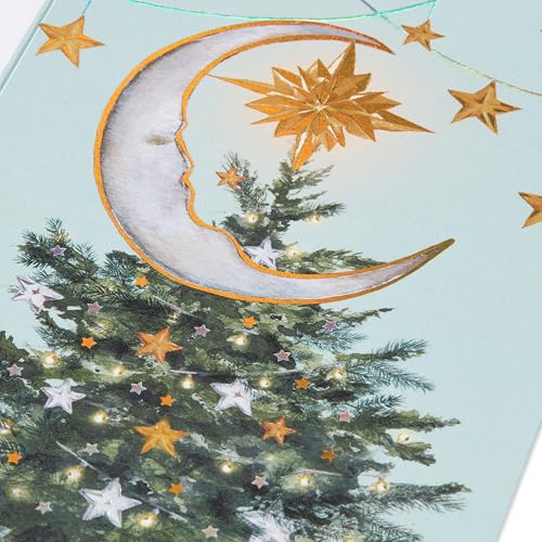 Papyrus Christmas Cards Boxed Set with Envelopes & Gold Seals - Magic of the Season, FSC Sonata Moon Tree Topper Variant, 14 Count