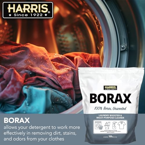 Harris Borax Powder Hard Water Laundry Booster and Multi-Purpose Cleaner, 10lb (Unscented)
