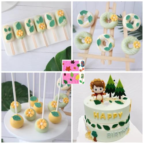 SUNKOOL 2Pcs Leaf Mold Silicone Leaves Cake & Craft Decoration