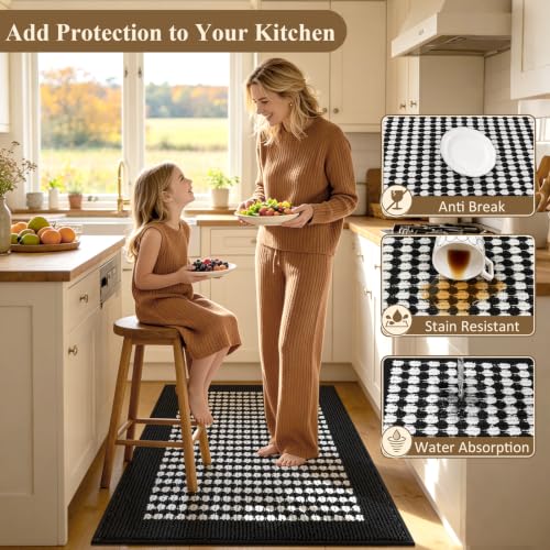 3-Piece Washable Kitchen Mat Set, Non-Slip Floor Runner Rugs for Kitchen